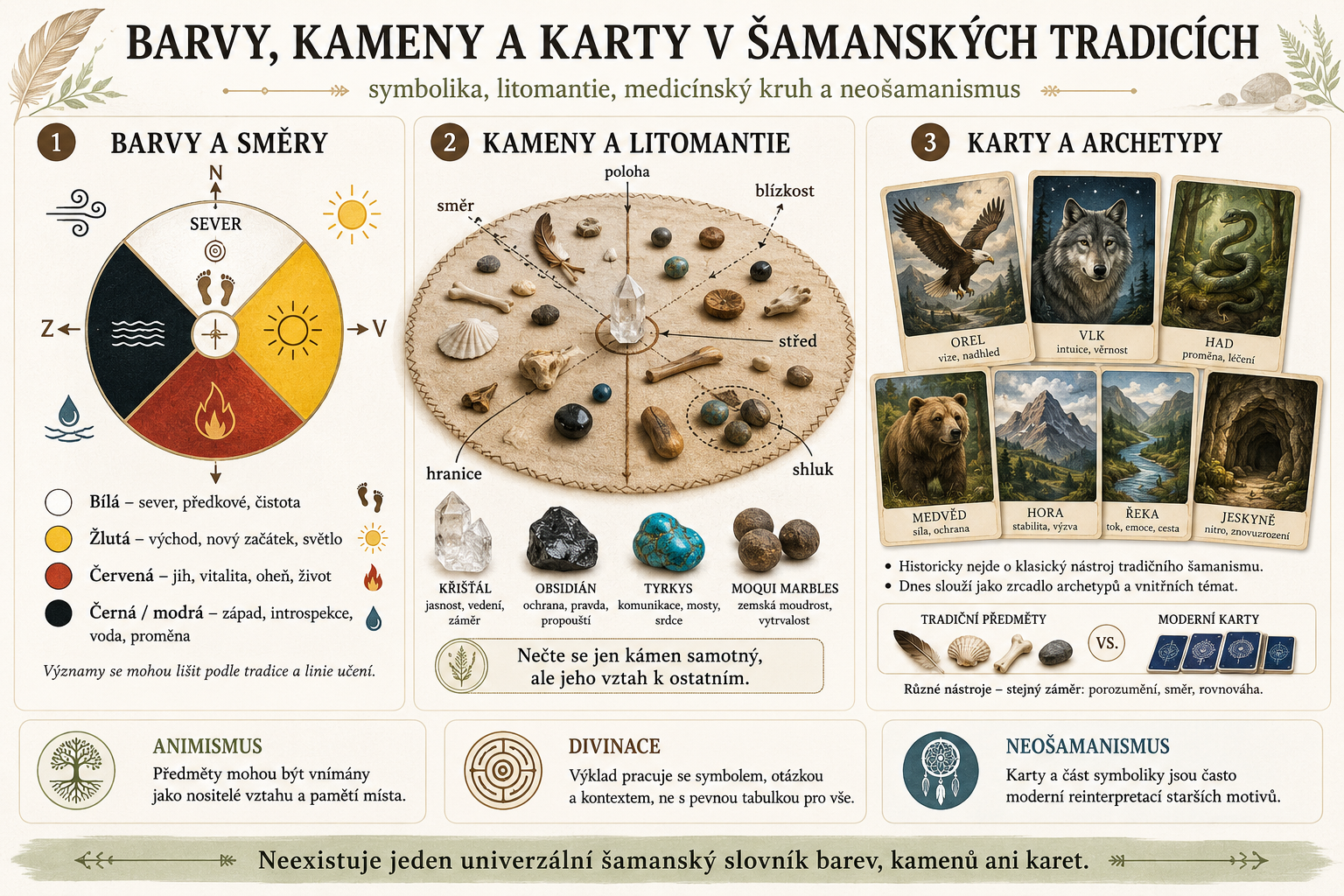Šamanismus, barvy, kameny a karty: významy a věštění