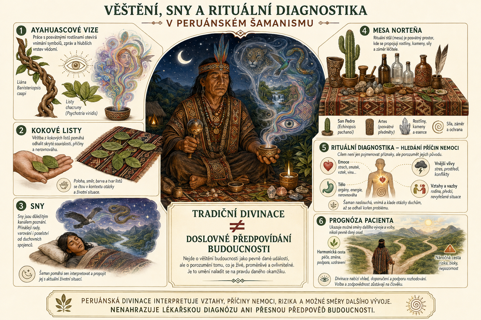 Věštění v Peru: ayahuasca, koka, sny a rituální mesa